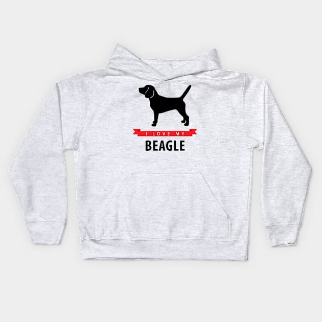 I Love My Beagle Kids Hoodie by millersye